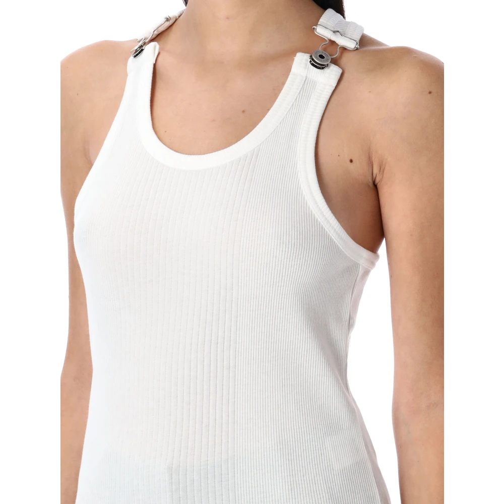 Jean Paul Gaultier Witte Geribbelde Tanktop met Gespen White Dames