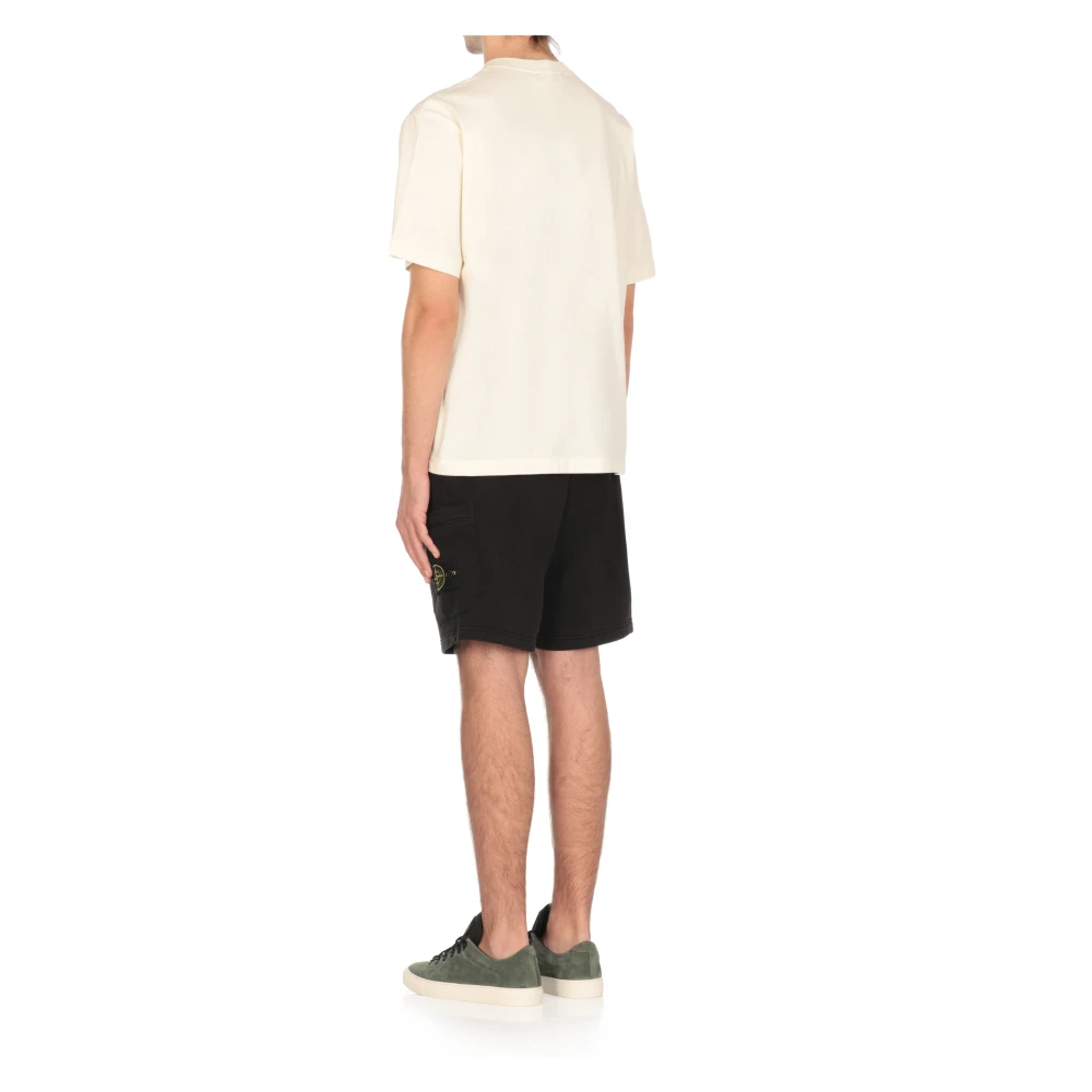 Stone Island Ivoor Katoenen T-shirt met Logopatch Beige Heren