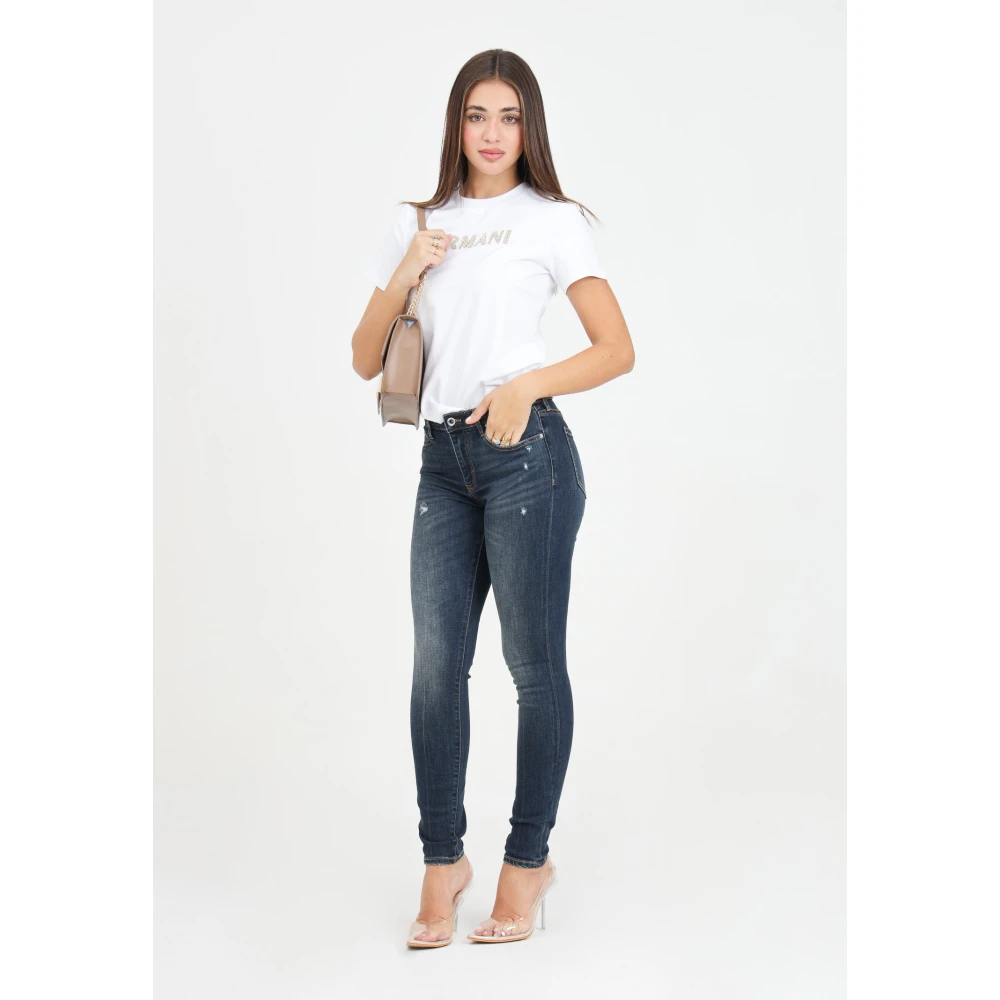 Armani Exchange Slim Fit Skinny Blauwe Denim Jeans Blue Dames