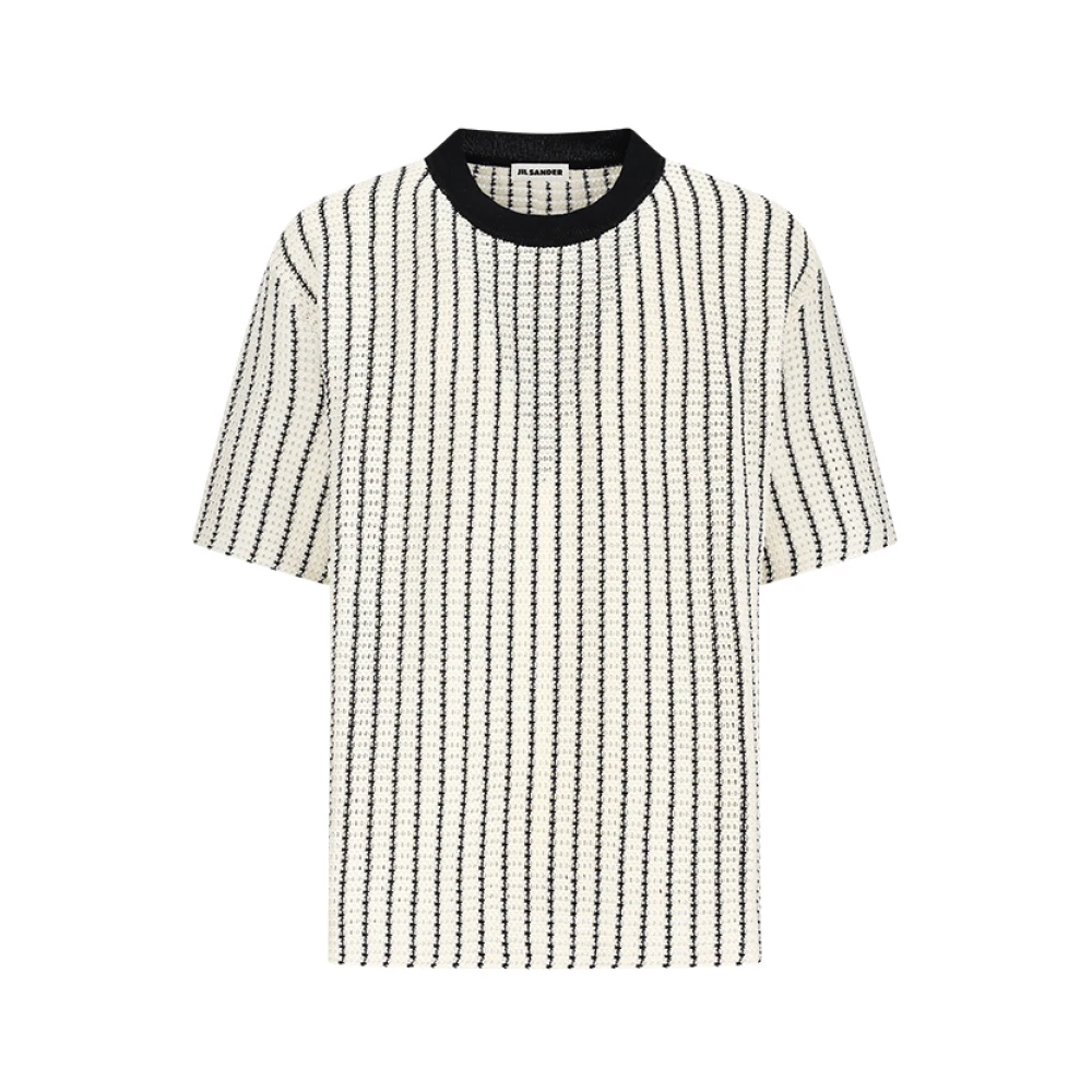 Jil Sander Men's Multicolor Round-Neck Knitwear, M, Striped Crew-Neck T-Shirt