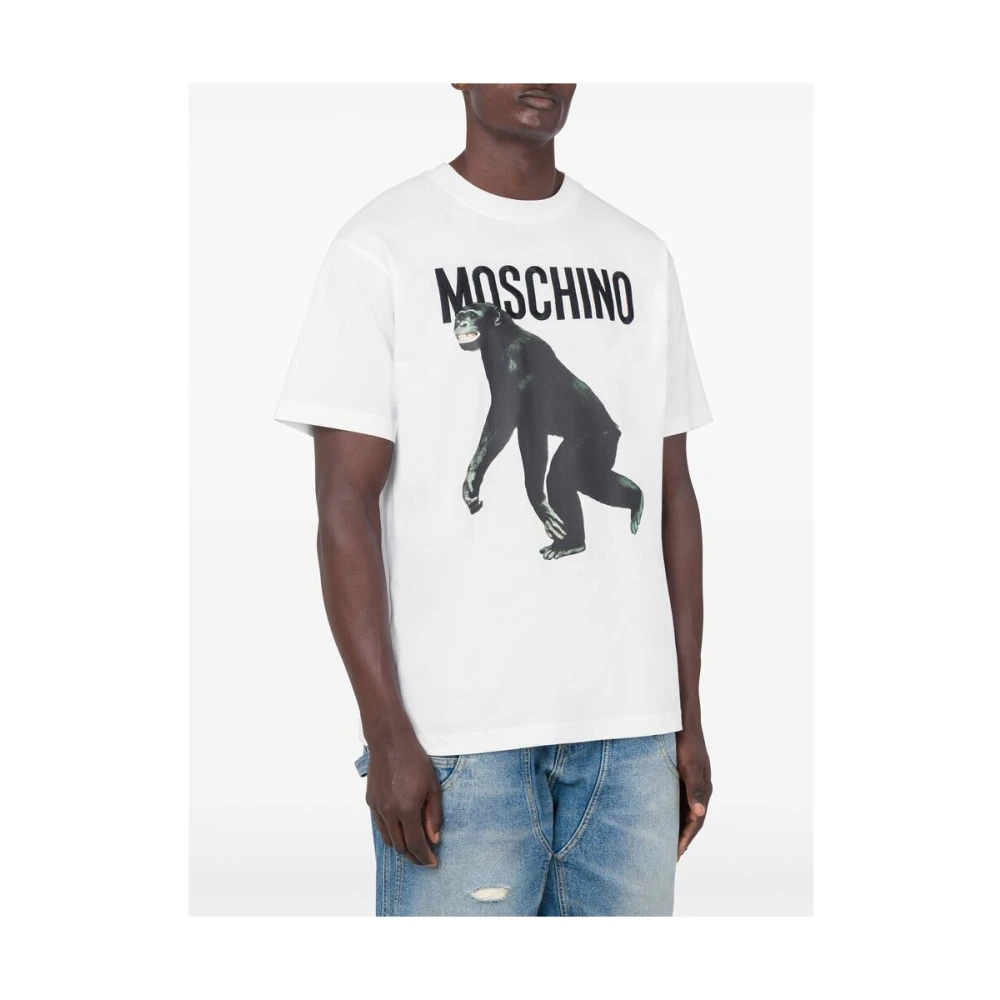 Moschino Wit Katoenen Jersey Crew Neck T-shirt White Heren