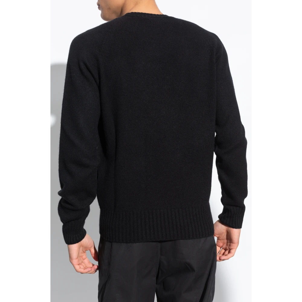 Tom Ford Kasjmier trui met geborduurd logo Black Heren