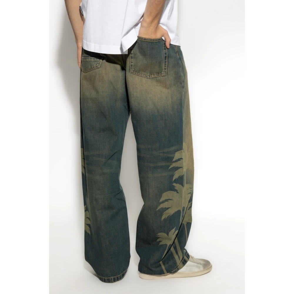 Palm Angels Jeans met logo Blue Heren