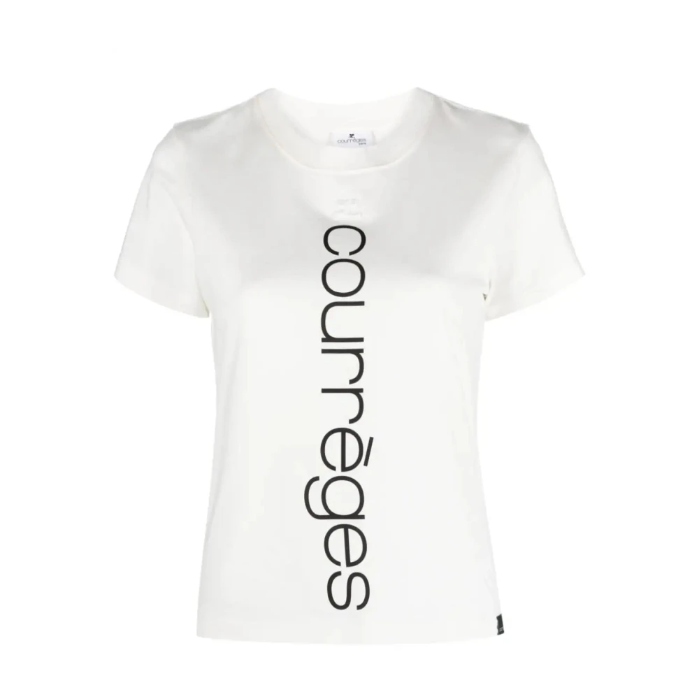 Courrèges Wit Katoenen Logo T-Shirt White Dames