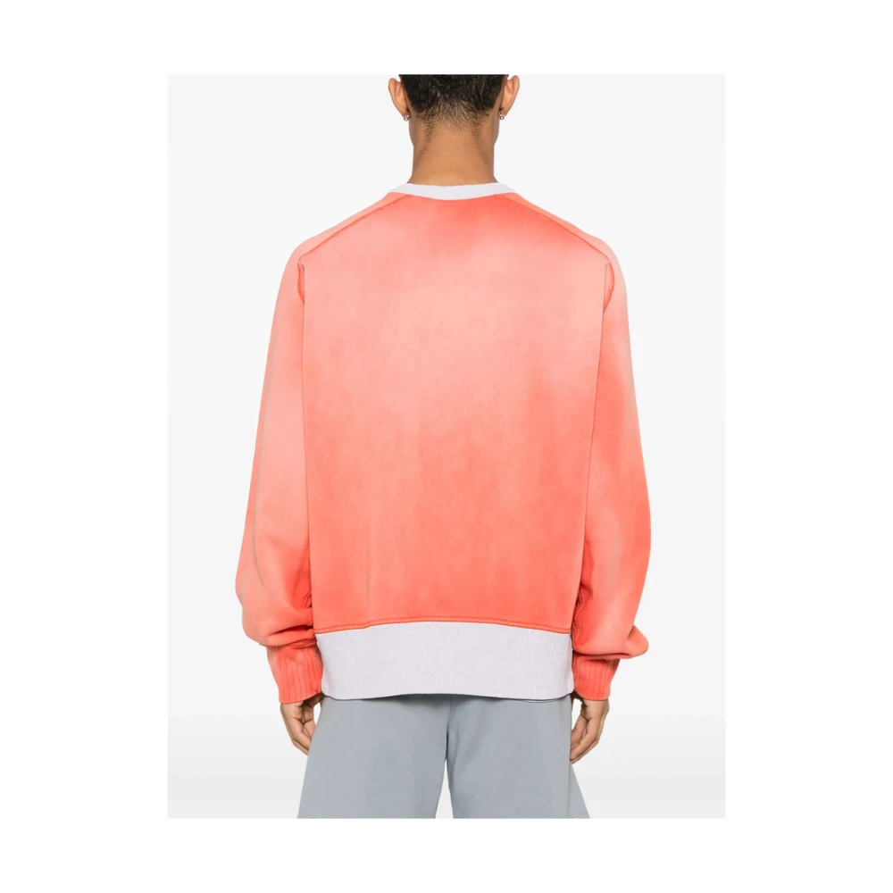 Champion Peach Orange Ribbed Crew Neck Sweatshirt Orange Heren
