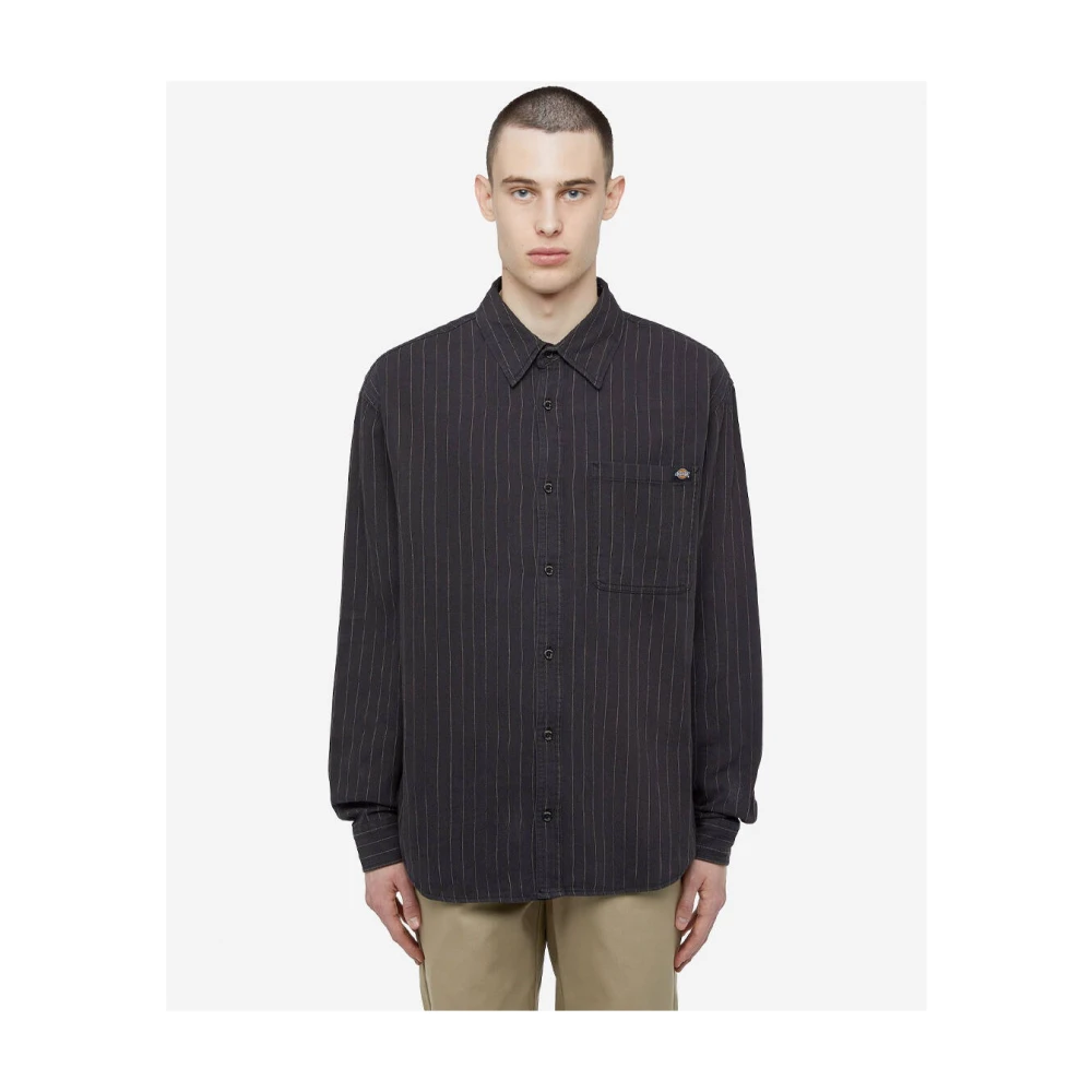 Dickies Lange Mouw Service Streep Shirt Zwart Black Heren