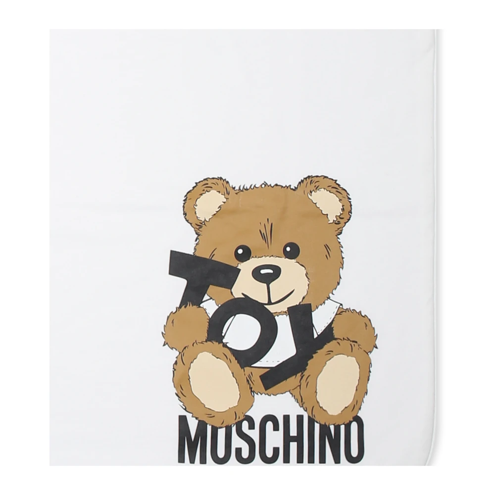 Moschino Teddy Bear Logo Wit Katoenen Deken White Unisex