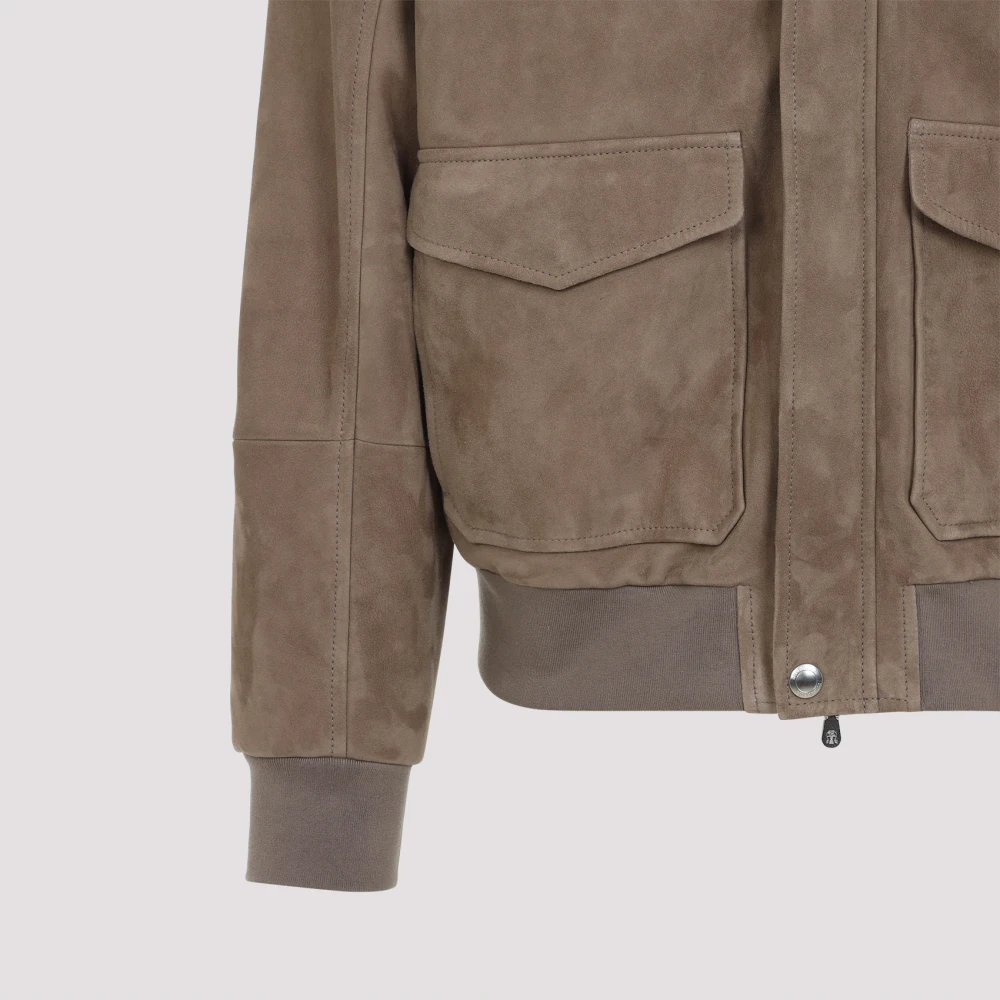 BRUNELLO CUCINELLI Luxe Suède Jas Nude Neutrals Brown Heren