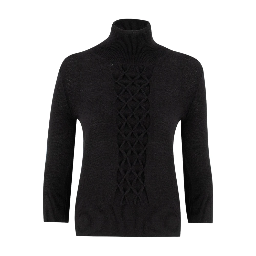 Ermanno Scervino Wollen Hoge Hals Jumper met Details Black Dames