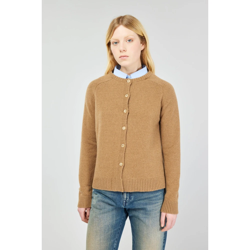 Semicouture Wollen Vest met Popeline Kraag Brown Dames