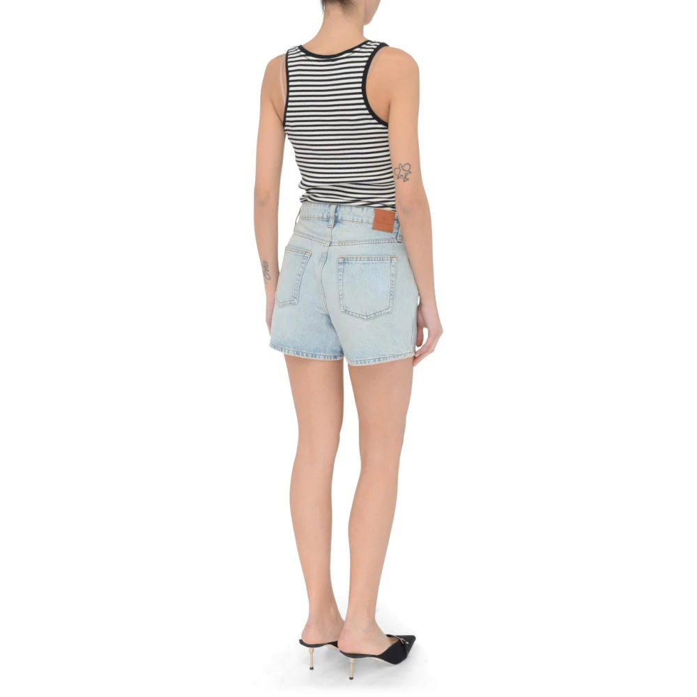 Anine Bing Gestreepte Katoenen Rib Tanktop Black Dames