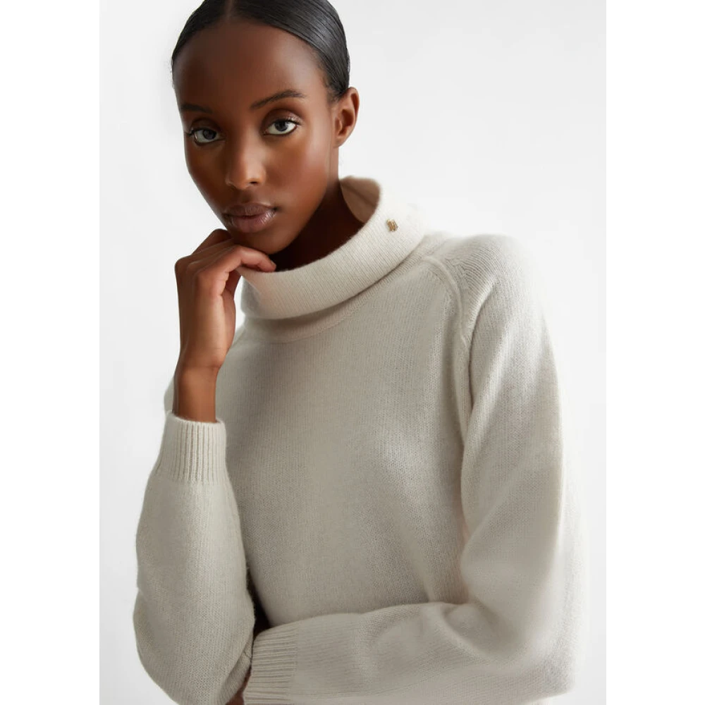 Liu Jo Hoge hals wollen trui met raglanmouwen Beige Dames
