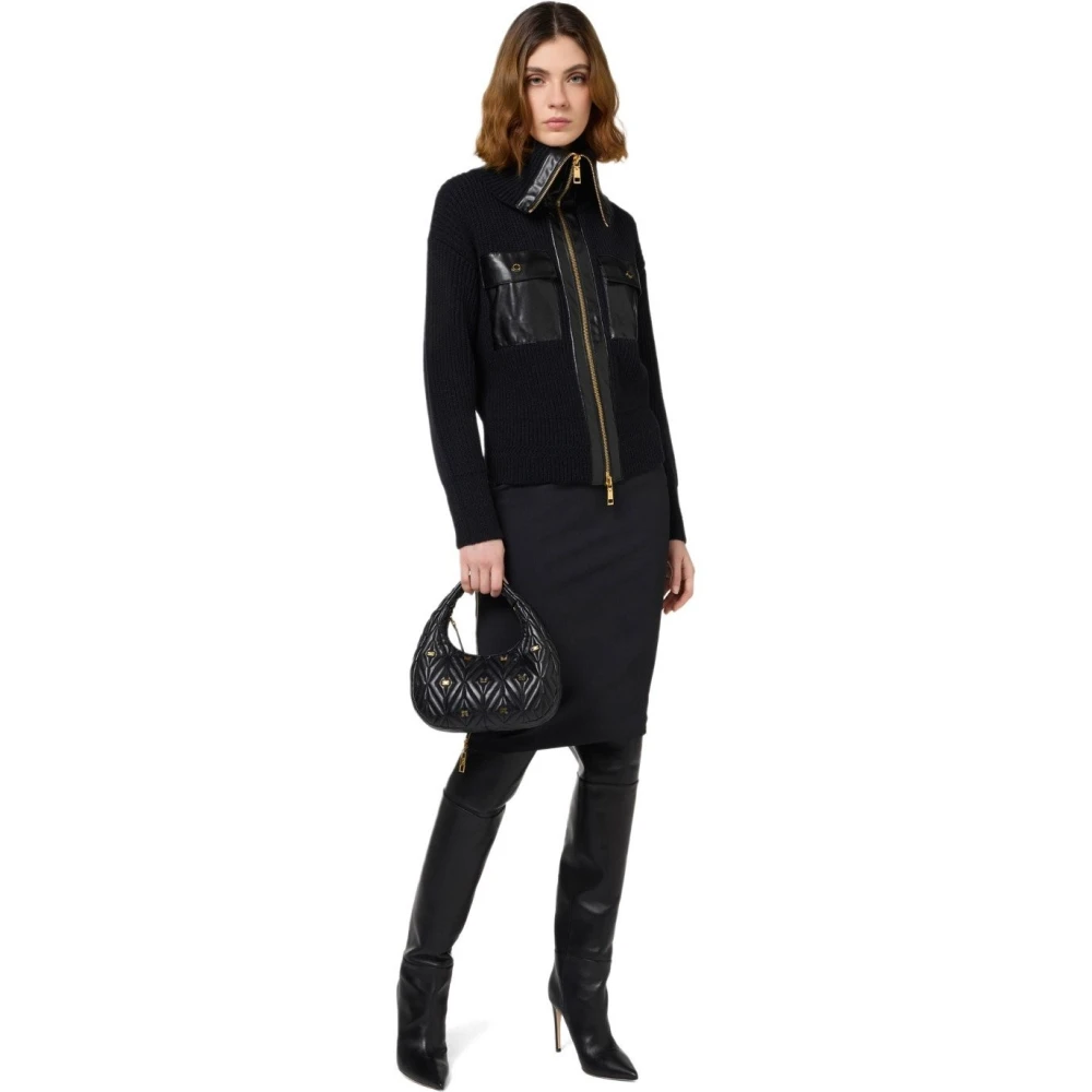 Elisabetta Franchi Zwarte Midi Rits Rok Black Dames