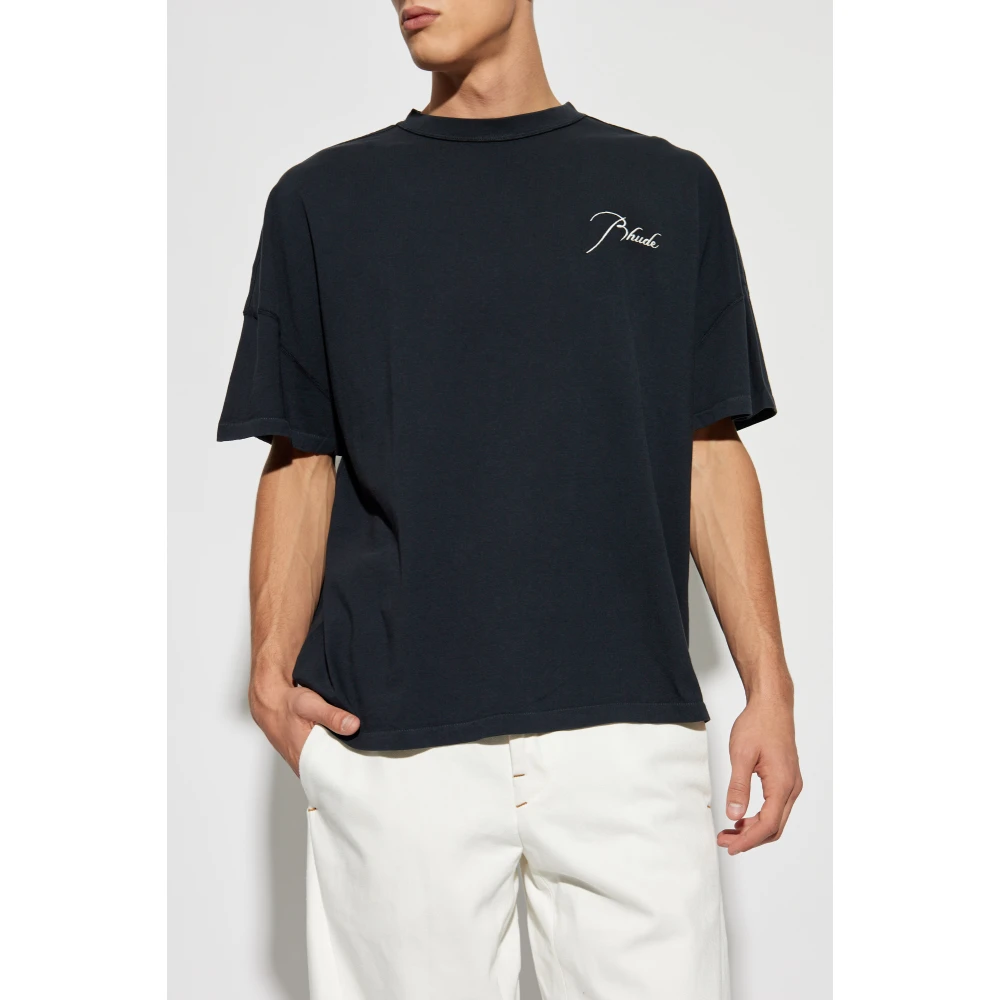 Rhude T-shirt met geborduurd logo Black Heren