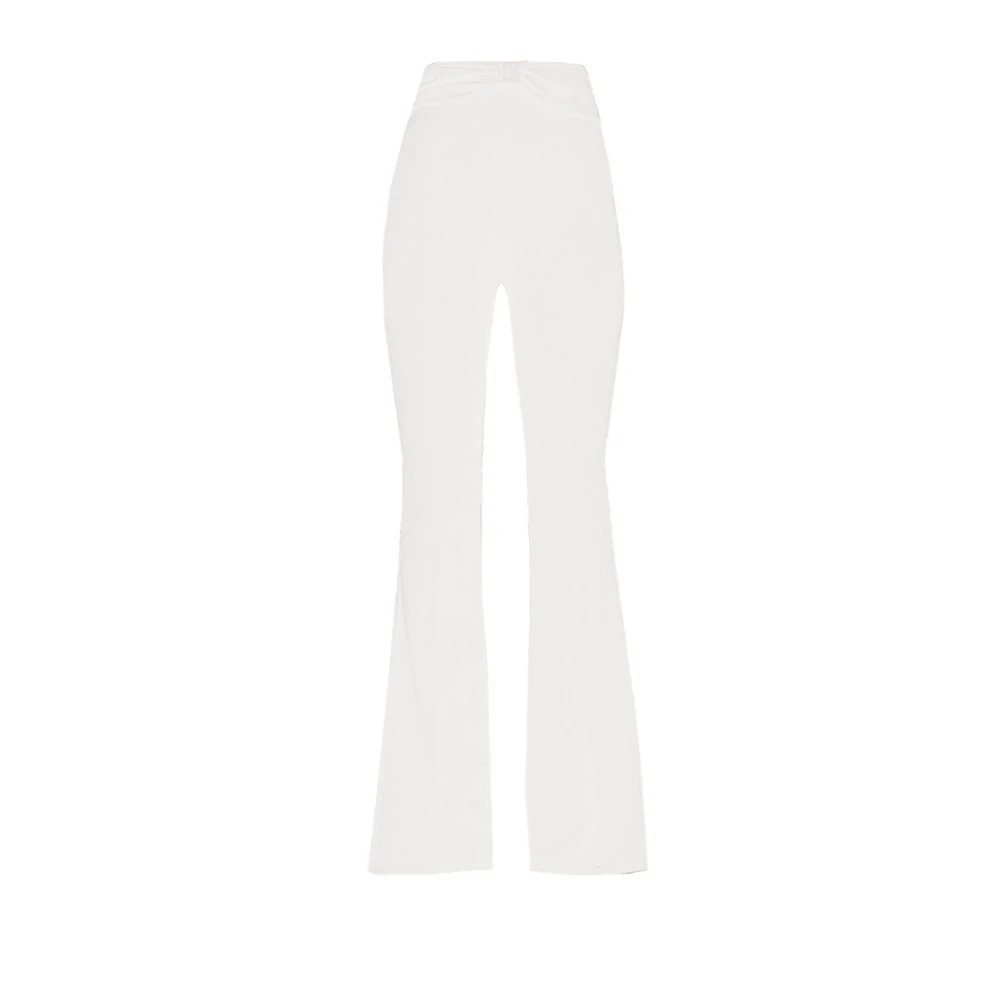 Elisabetta Franchi Elegante Wijde Polyester Broek White Dames