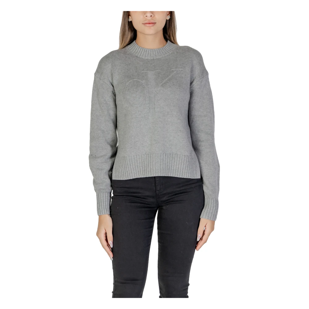 Calvin Klein Jeans Intarsia Loose Tröja Höst/Vinter Kollektion Gray, Dam