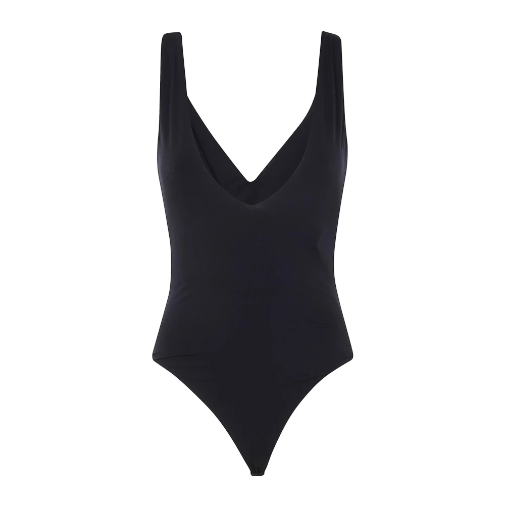 Entire Studios Vrouw Zwart Deep V-Hals One-Piece Badpak
