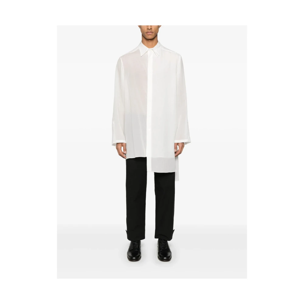 Yohji Yamamoto Witte Klassieke Kraag Lange Mouw Shirt White Heren