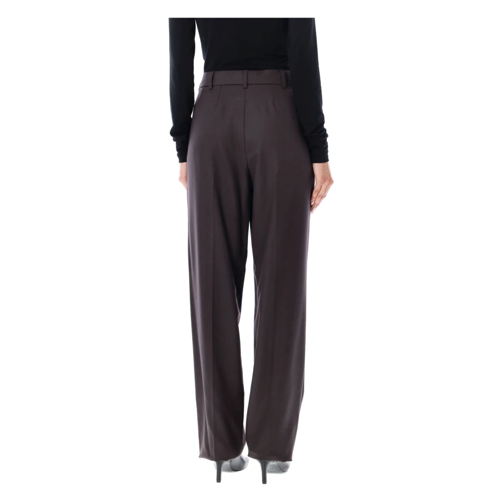Stella Mccartney Donker Chocolade Wol Straight-Leg Broek Brown Dames