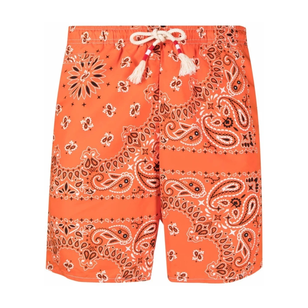 MC2 Saint Barth Zee Kleding Oranje Bandana Print Shorts Orange Heren