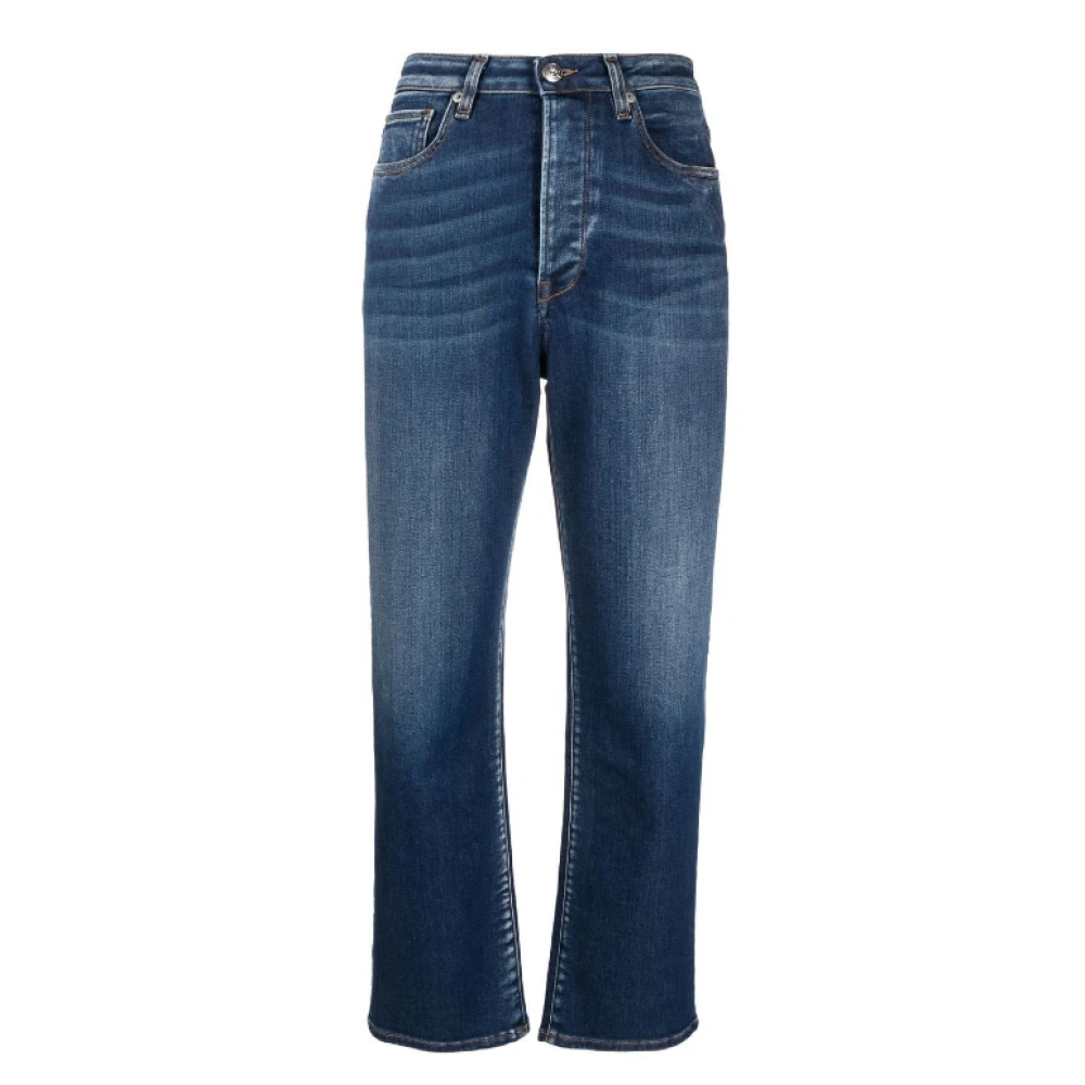 3X1 Blauwe Straight Jeans met Kreukel Effect Blue Dames