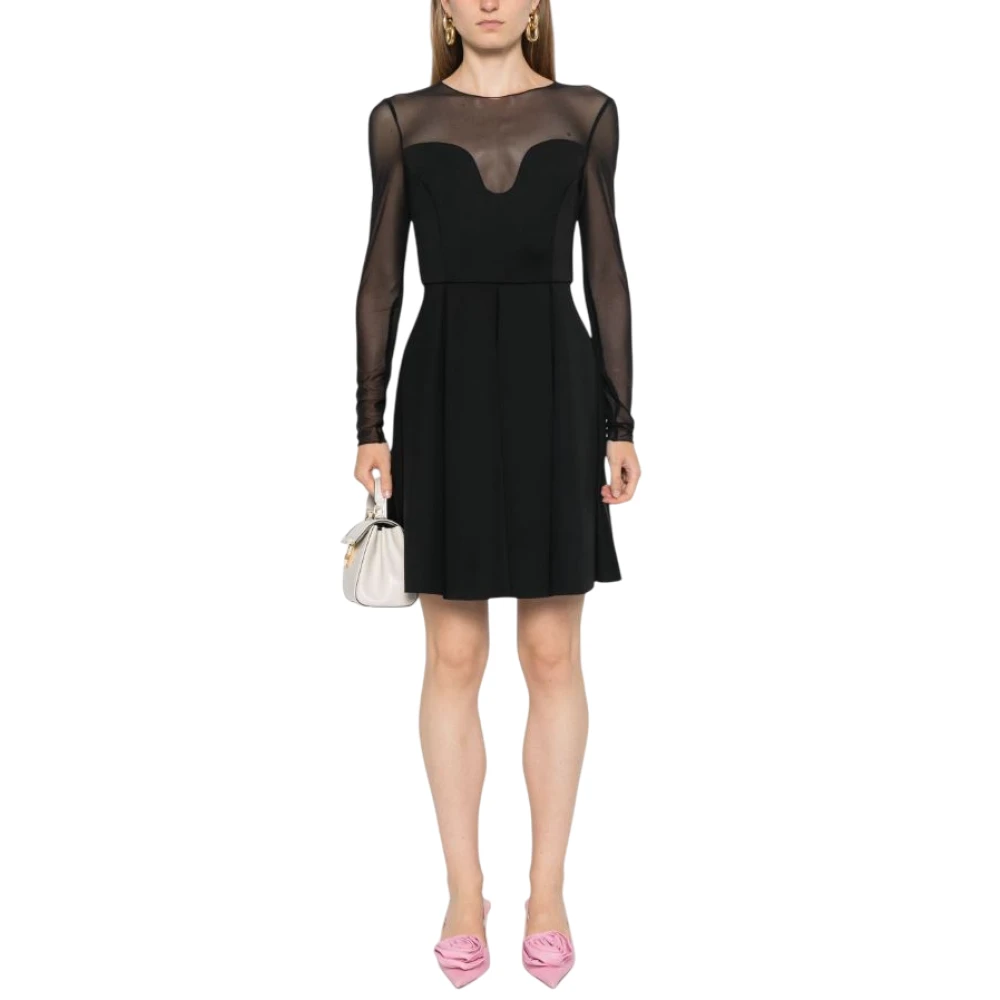 Pinko Zwarte jurk met semi-transparante inzetstukken Black Dames