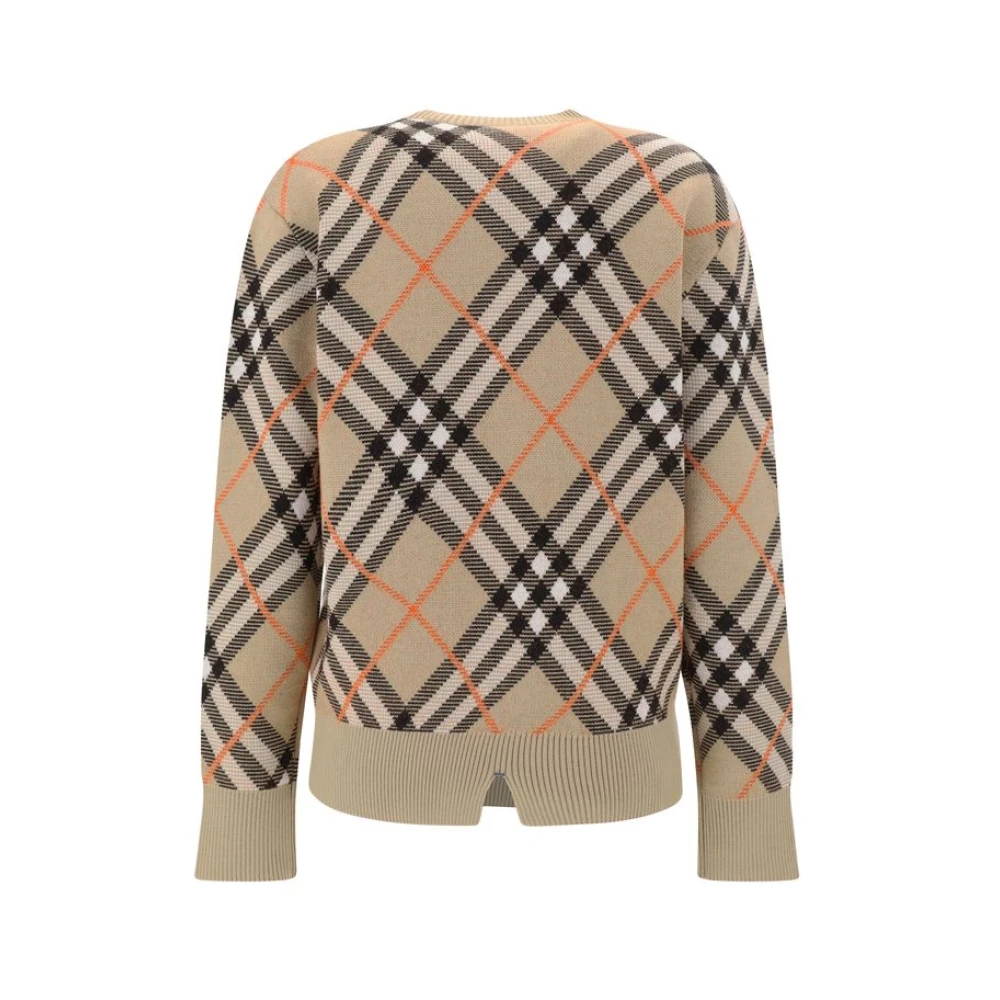 Burberry Geruite Wollen Trui Beige Dames