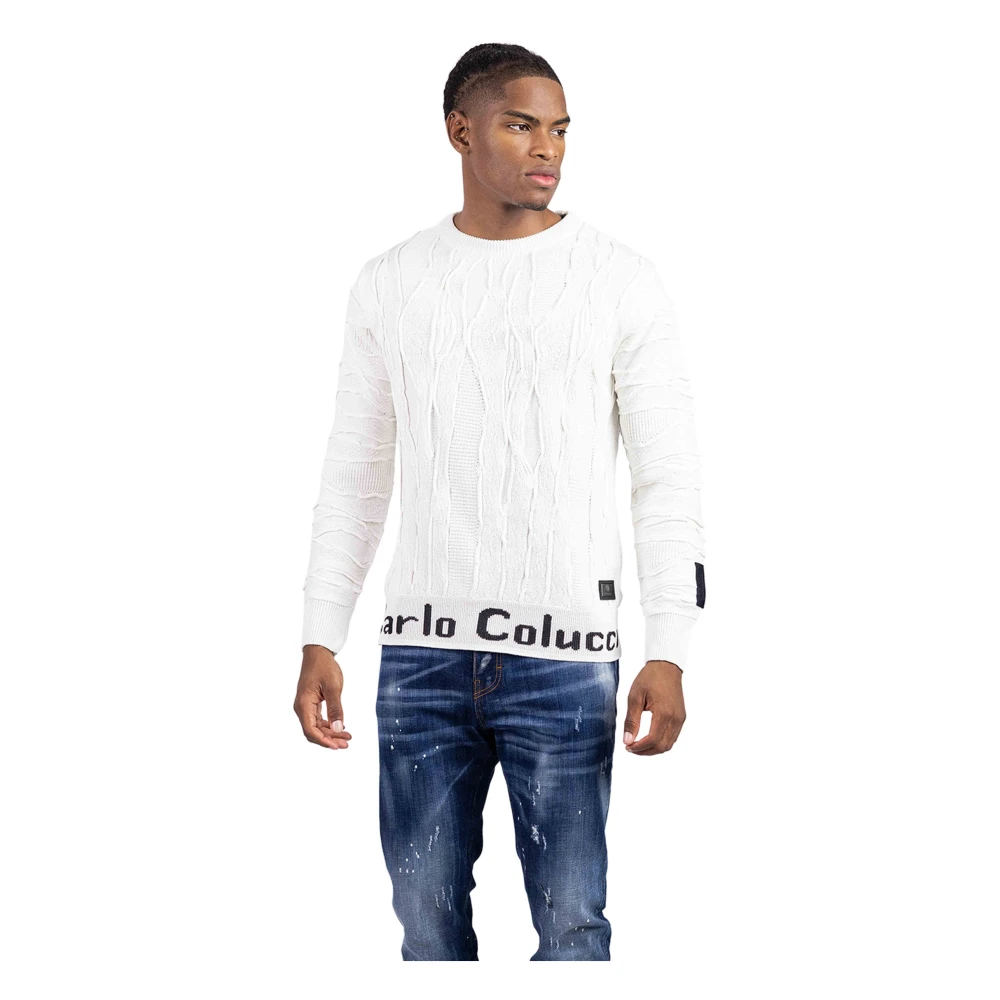 Carlo colucci Upgrade je casual garderobe met stijlvolle sweater White Heren