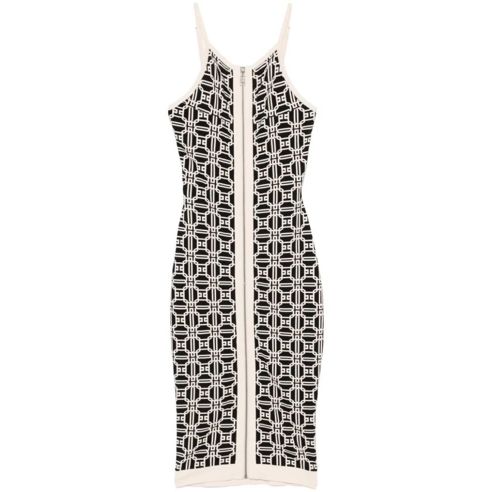 Elisabetta Franchi Elegante Nero E Panna Jurk Aw24 Black Dames