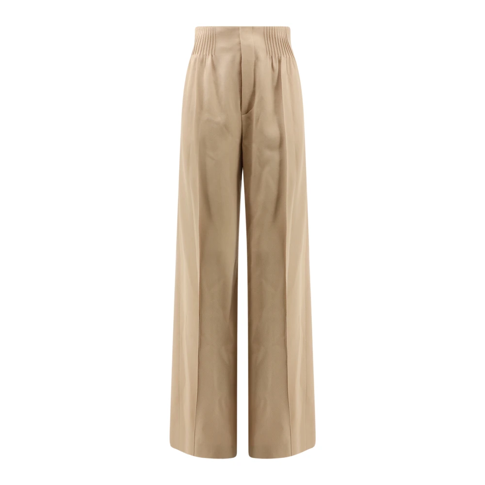 Chloé Beige Hoge Taille Wollen Broek Beige Dames