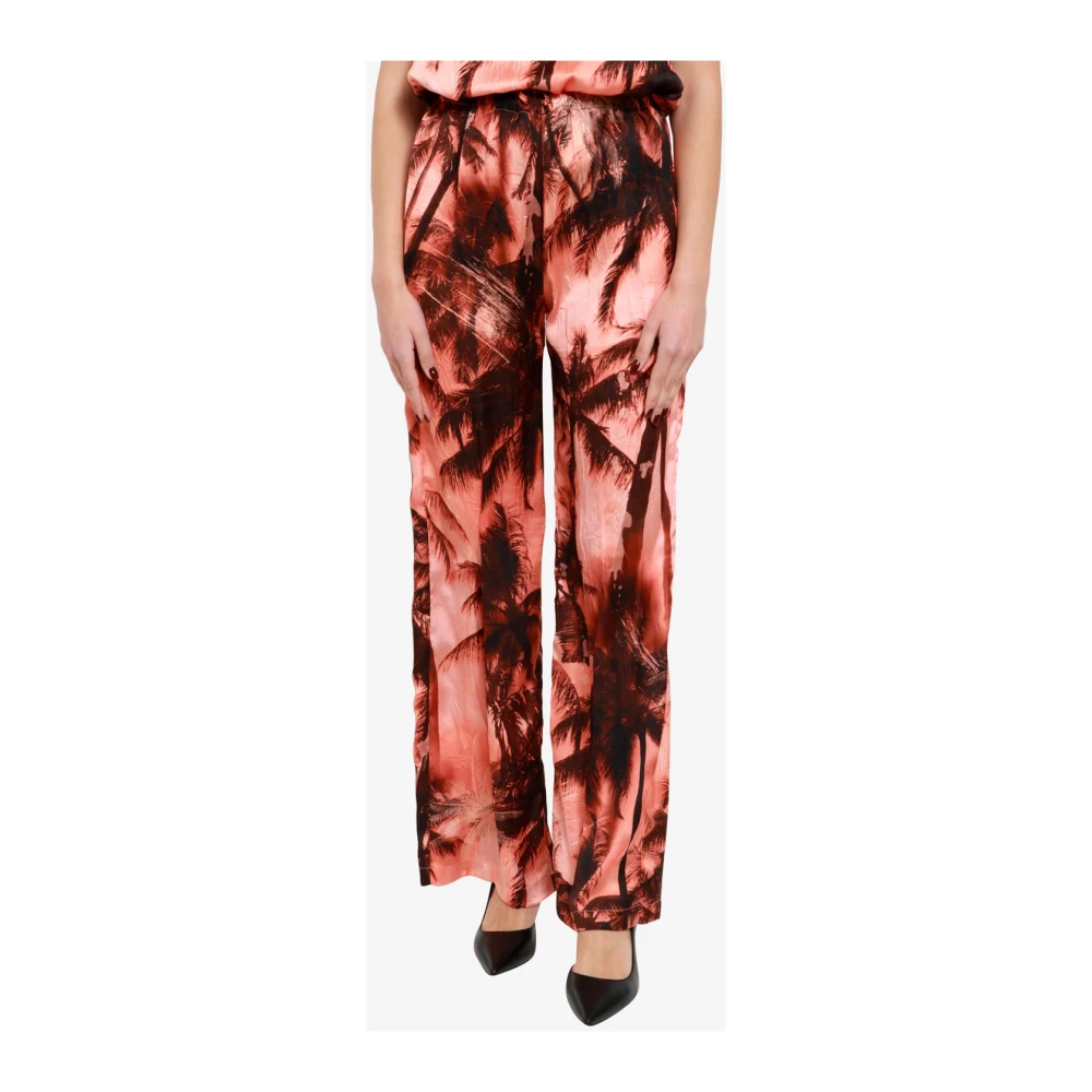 Erika Cavallini Roze Bedrukte Broek Rechte Pasvorm Multicolor Dames