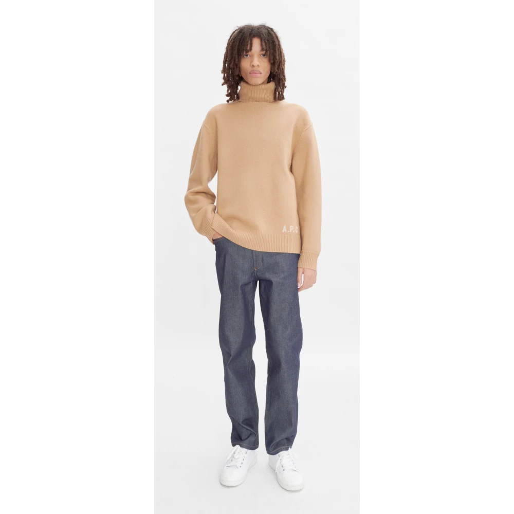 A.p.c. Kameel Wol Polo Trui Brown Heren