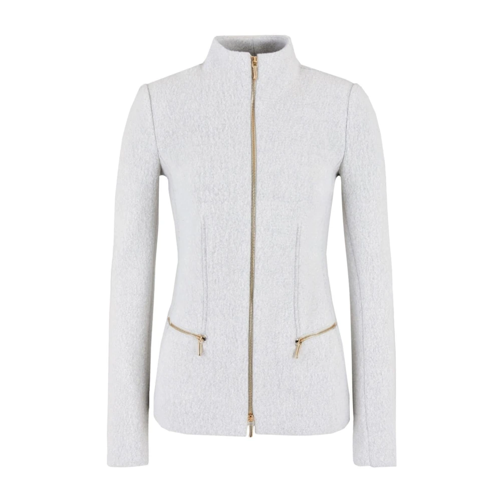 Giorgio Armani Crème Witte Hoge Hals Jas Gray Dames