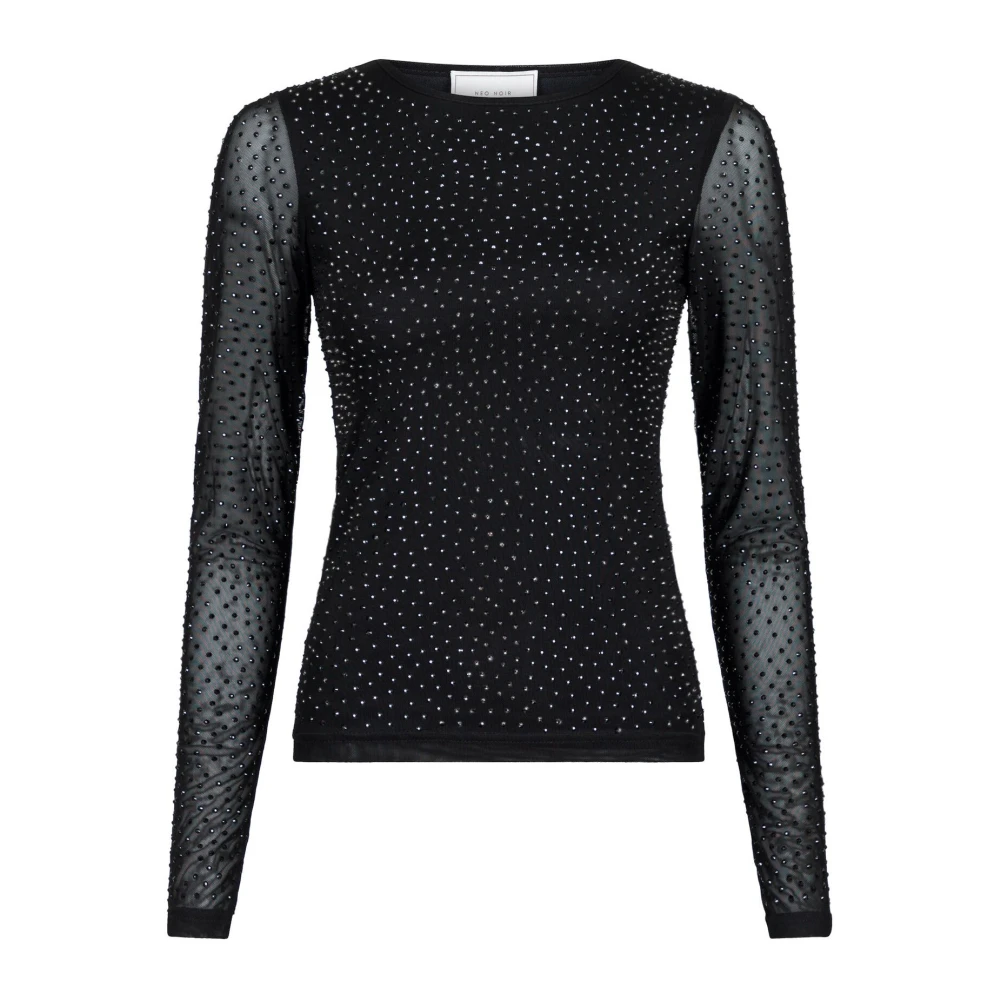 NEO NOIR Stijlvolle Basira Stone Mesh Blouse Black Dames