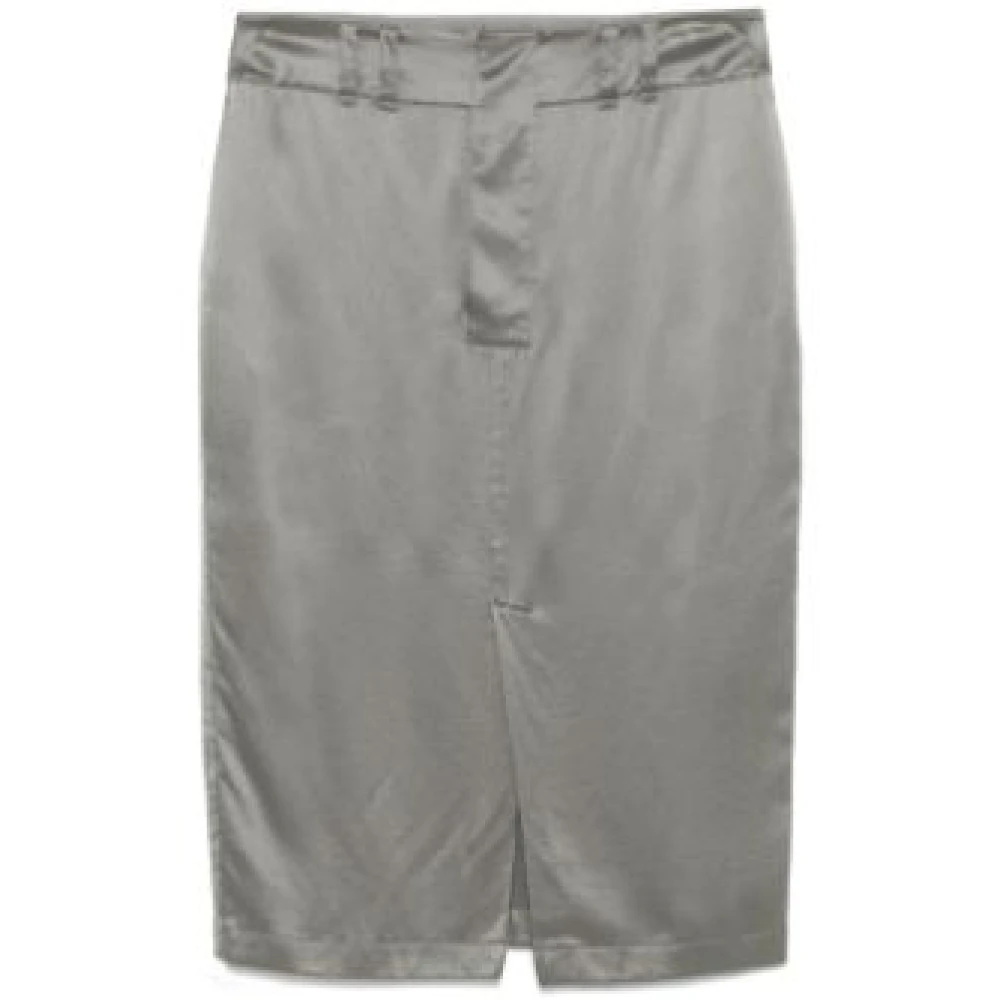 Saint Laurent Zijde Grijze Rok Gray Dames