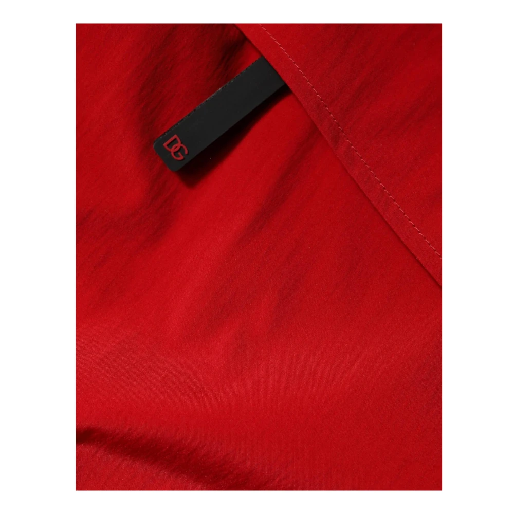 Dolce & Gabbana Rode Hooded Parka Jas met Logo Red Heren