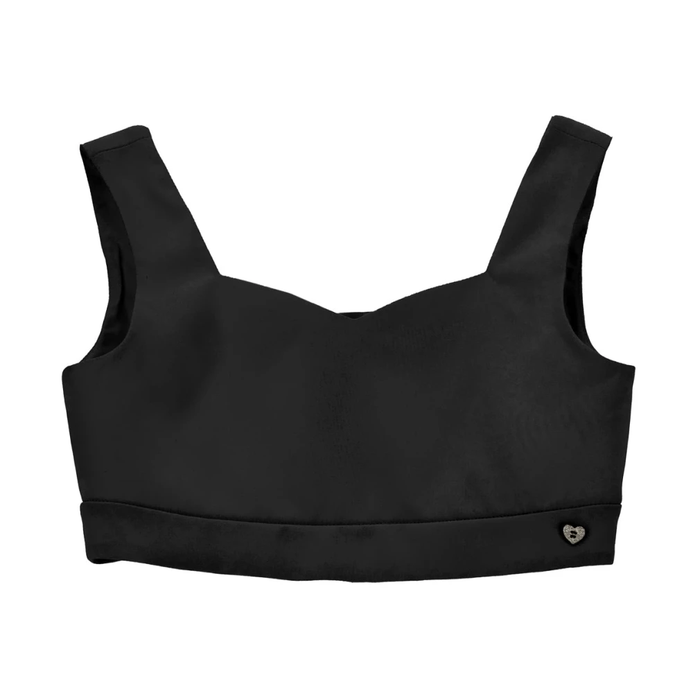 Monnalisa Girls Black Top In Raso - Kids Sleeveless Tops - 10 Y - Kids