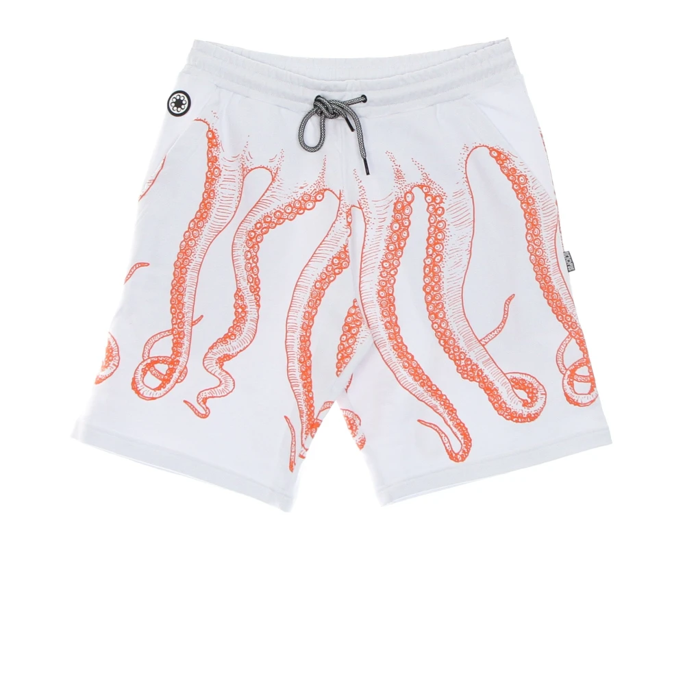 Octopus Witte Tracksuit Shorts met Tentakel Print White Heren