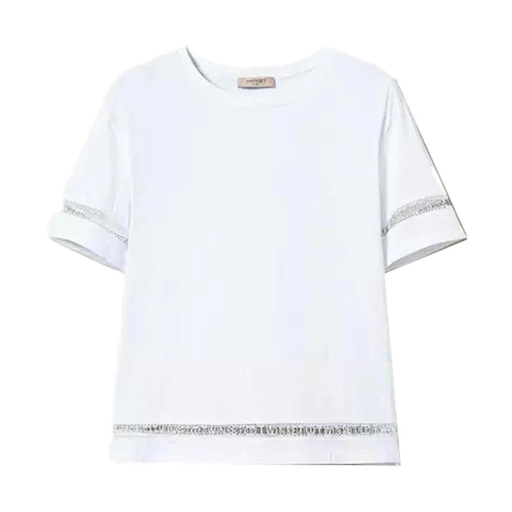 Twinset Katoenen Geborduurd Logo T-shirt White Dames