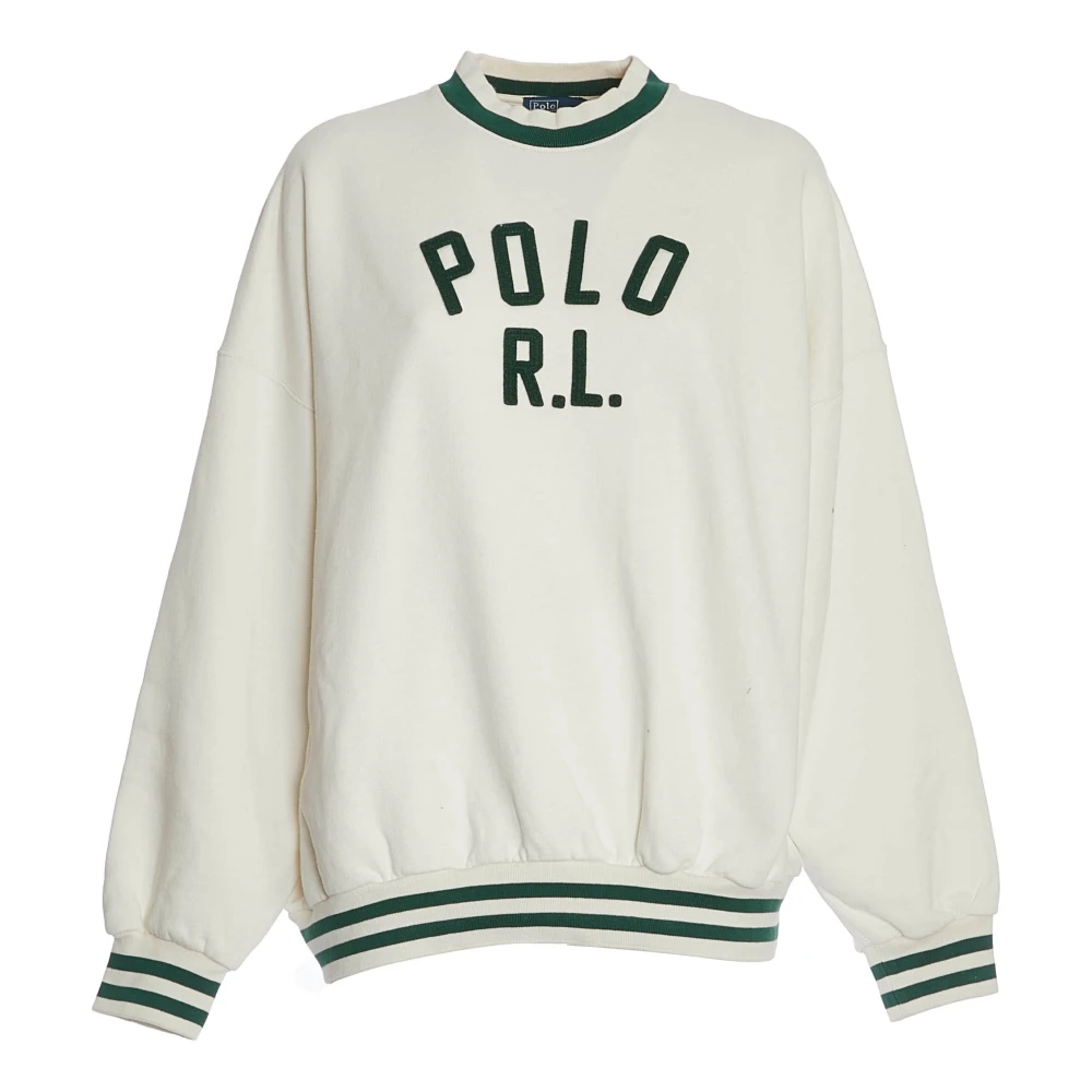 Polo Ralph Lauren Oversize Collage Sweatshirt Mjölk Vit Grön White, Dam