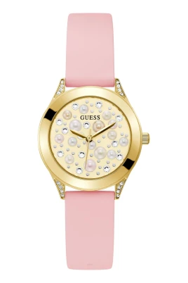 Armbandsuhr mit Perlen und Strasssteinen