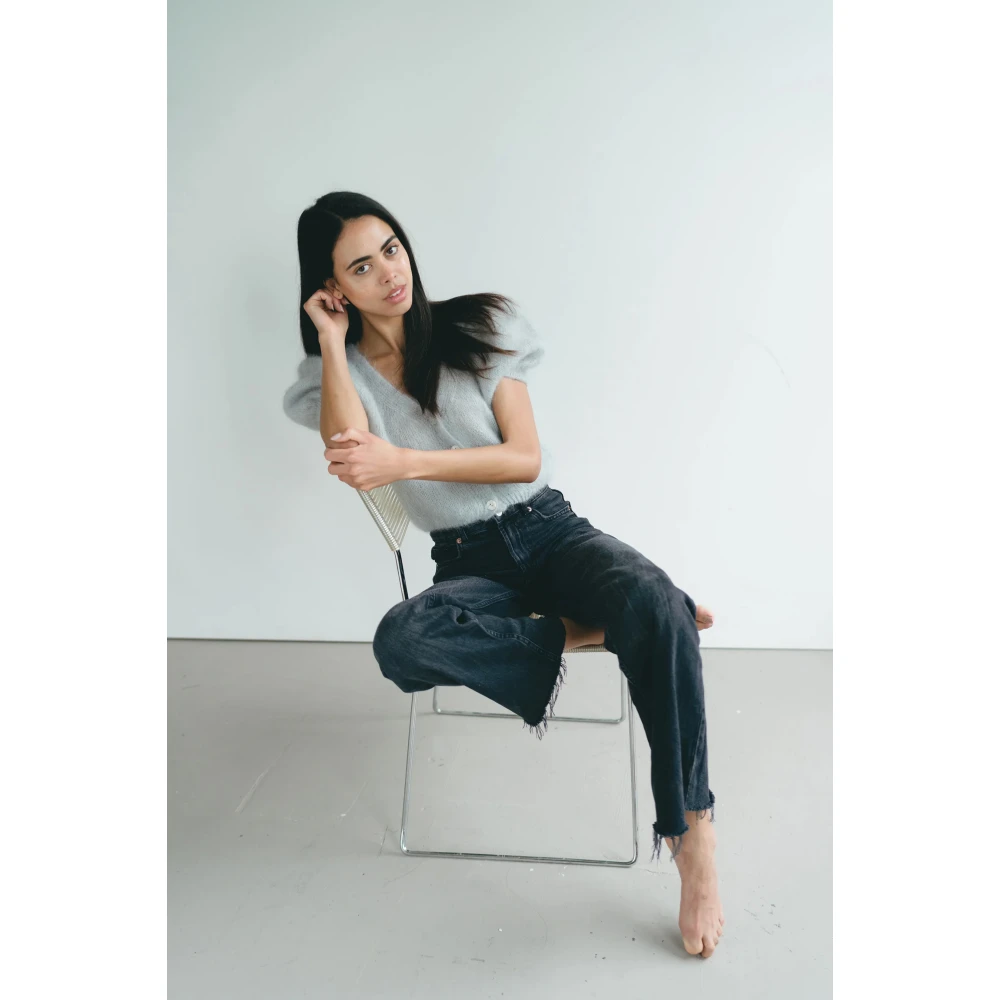 American Dreams V-hals Kort Vest Licht Grijs Gray Dames