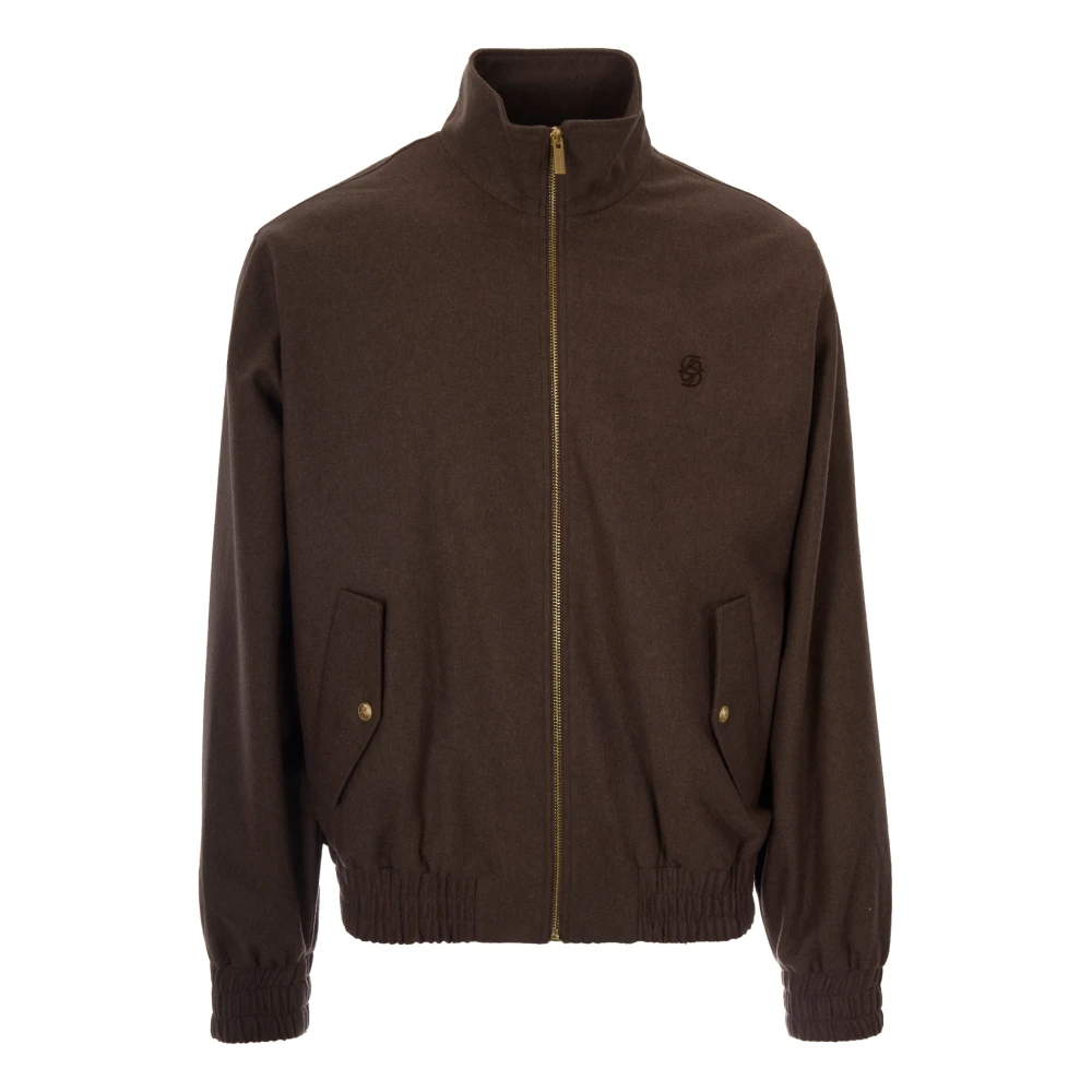 Drole De Monsieur Brown Bomber Jackets, Male, M, Embroidered Flannel Track Jacket
