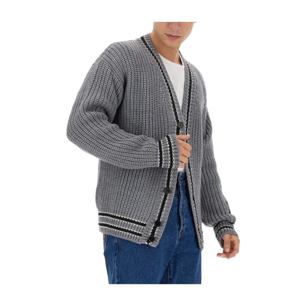 Msgm Italiaanse Wolmix V-hals Vest Gray Heren