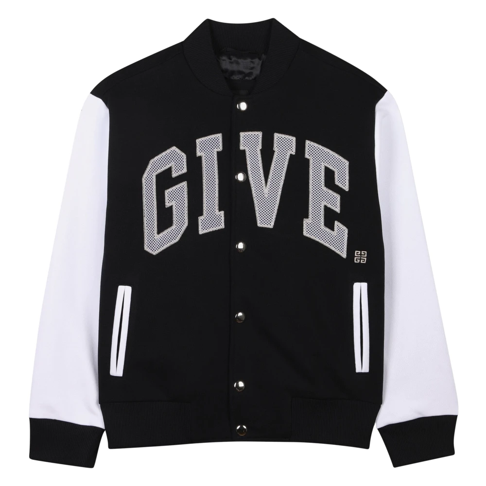 Givenchy Varsity Bomberjacka med applikationer Black, Pojke