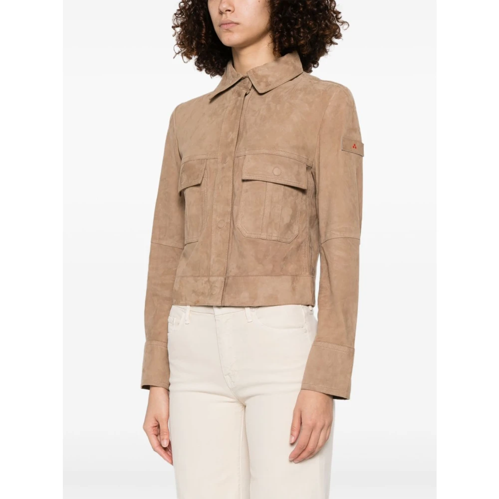 Peuterey Beige Jas met Logo Patch Beige Dames