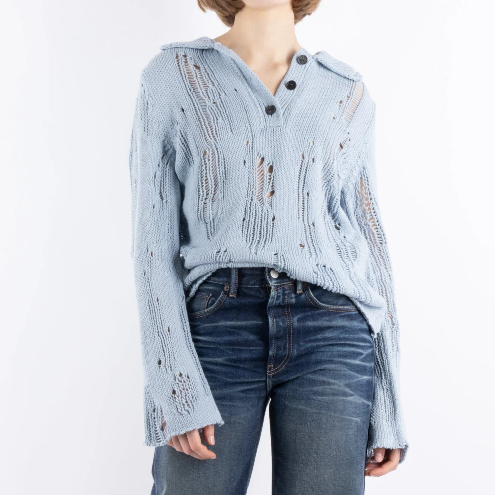 Acne Studios Blauwe Wollen Katoenmix Trui Blue Dames