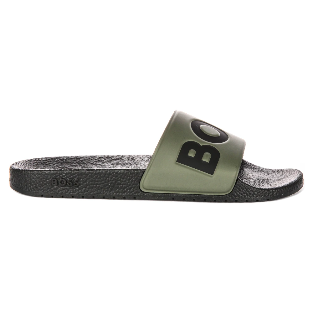 Hugo Men's Green Sliders, 9 Uk, Slide Sandals For