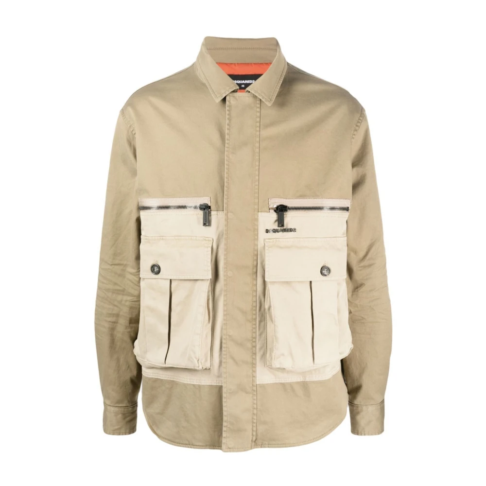 Dsquared2 Beige Flap Pocket Padded Coach Jacket - Male - Light Jackets - L - Jackets