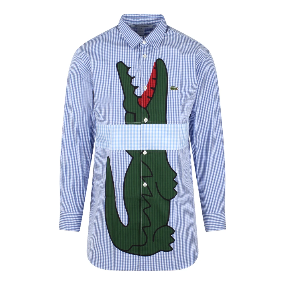 Comme des Garçons Geruite Overhemd met Lacoste Krokodillenprint Multicolor Heren